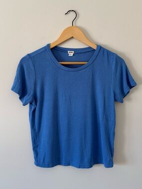 GARAGE | Ribbed Blue Short Sleeve Crewneck Tee (size large)